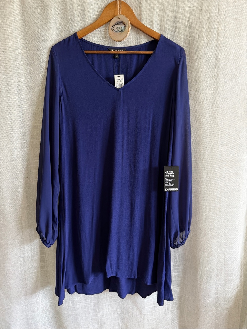 Express Women’s Deep Blue V-Neck Long Sleeve Tunic